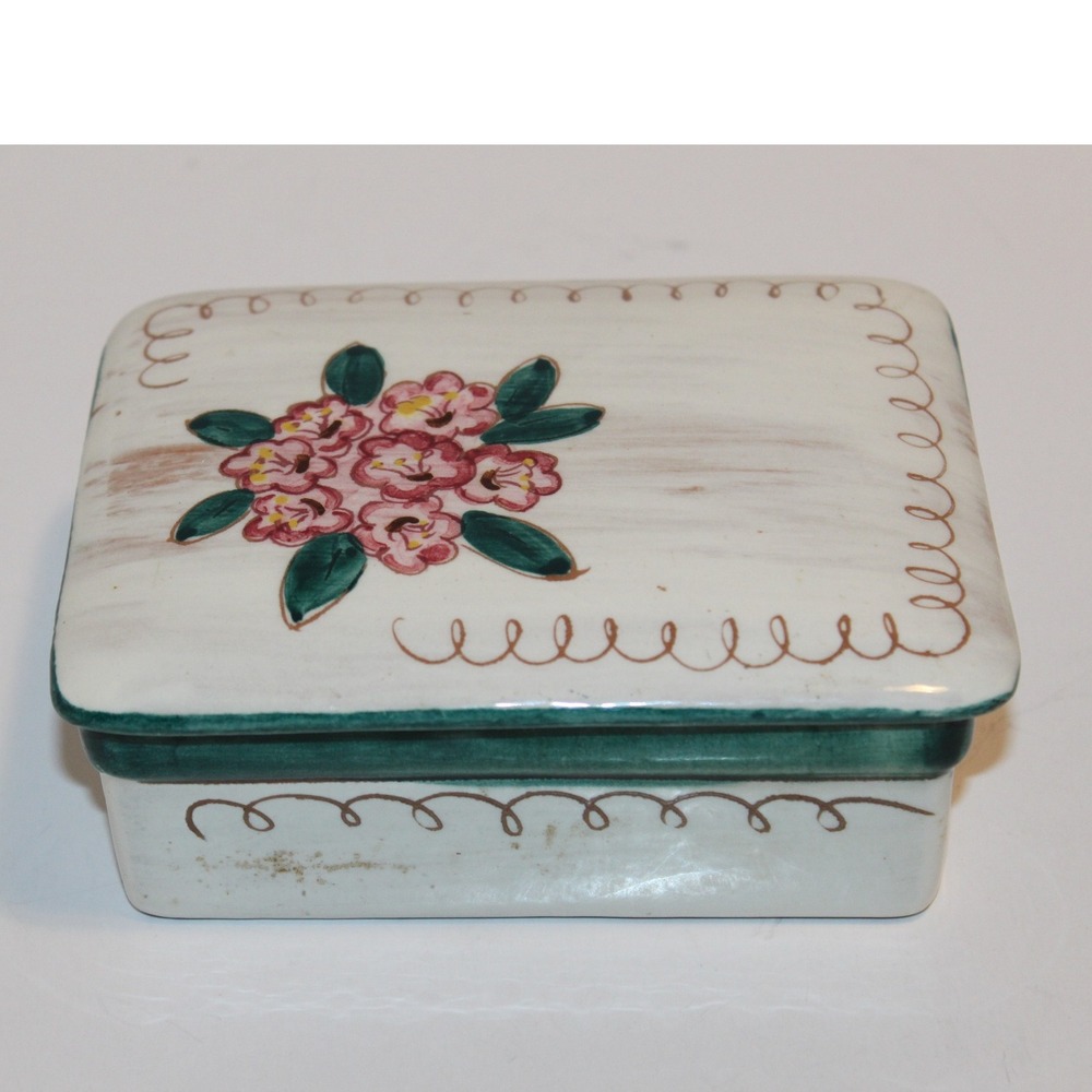 Vintage Stangl Terra Rose Mountain Laurel Trinket Decorative Box with Lid MCM